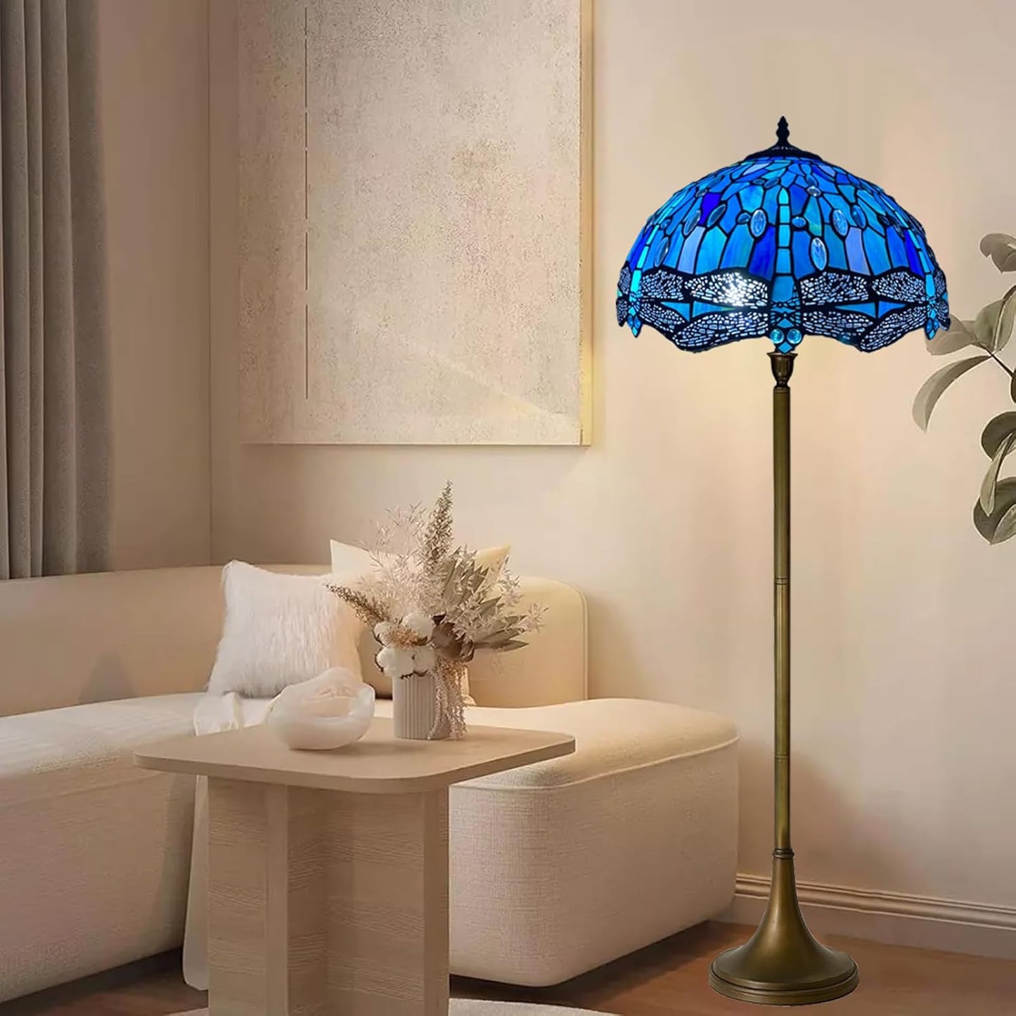 Tiffany Floor Lamps Stunning Quality Handcrafted 16 inch Stained Glass Lamp Shades Antique Design Floor Lamp for Living Room Bedroom Hallway Gallery (TFL-1607)