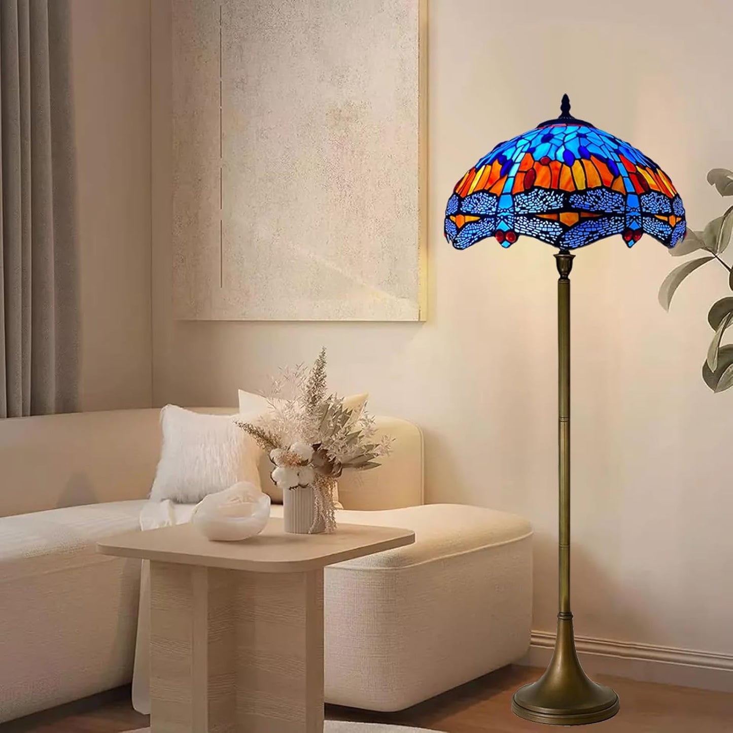 Tiffany Floor Lamps Stunning Quality Handcrafted 16 inch Stained Glass Lamp Shades Antique Design Floor Lamp for Living Room Bedroom Hallway Gallery (TFL-1602)