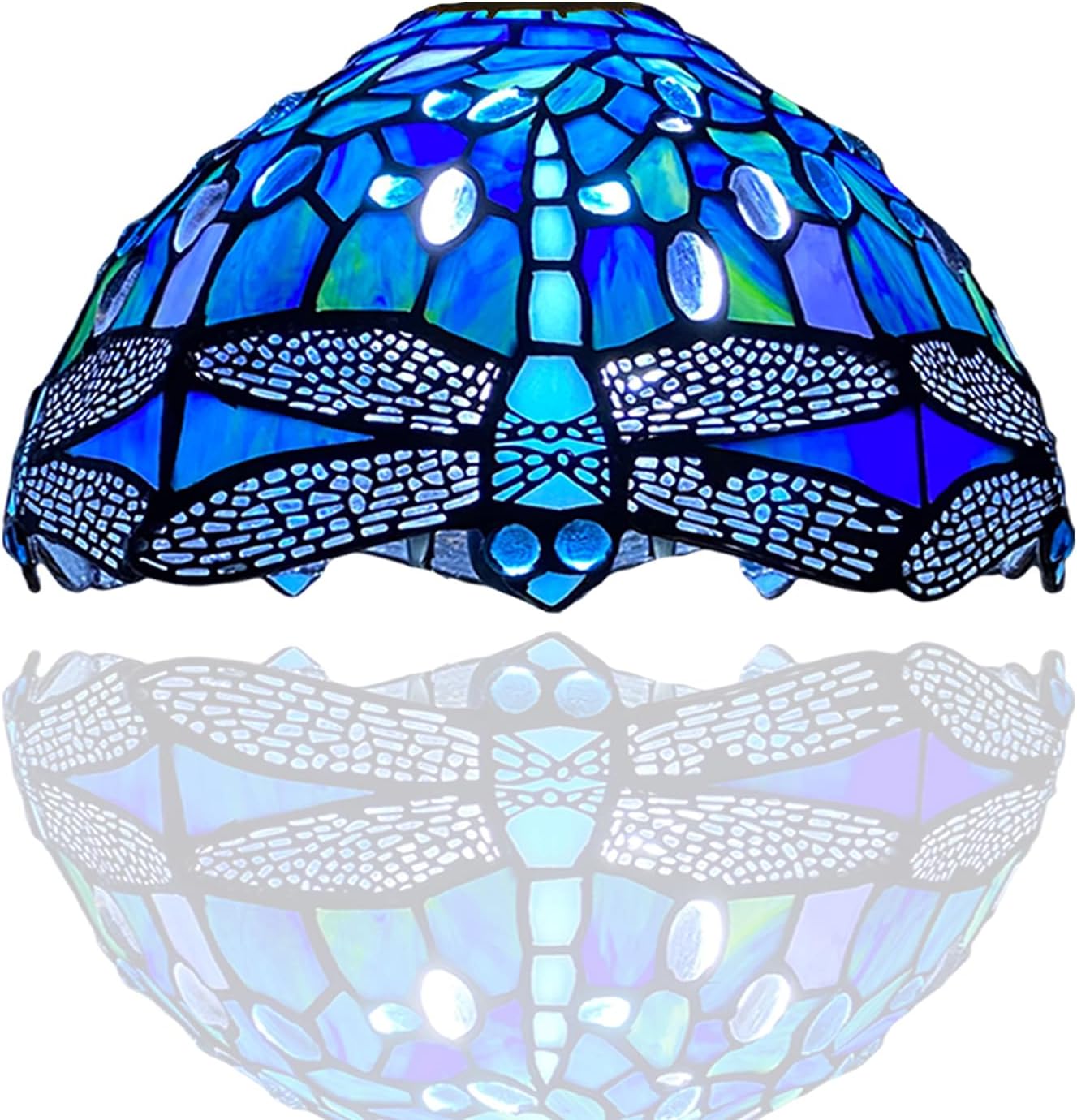 10 inch Tiffany Lamp Shades Antique Style Handcrafted Stained Glass Shades | 3-in-1 Multi-Purpose Shade for Table Lamps, Ceiling Lamps, Pendant Lamps (1007)
