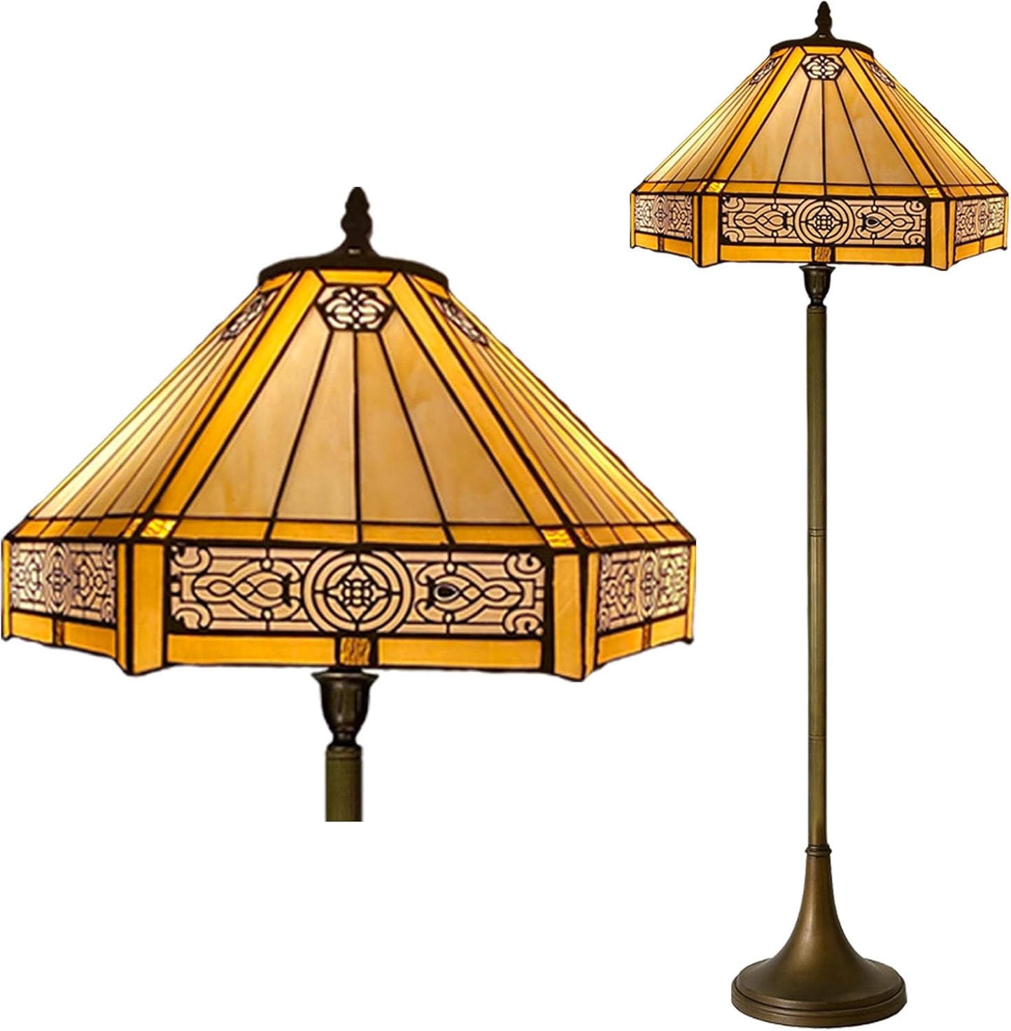 Tiffany Floor Lamps Stunning Quality Handcrafted 16 inch Stained Glass Lamp Shades Antique Design Floor Lamp for Living Room Bedroom Hallway Gallery (TFL-1605)