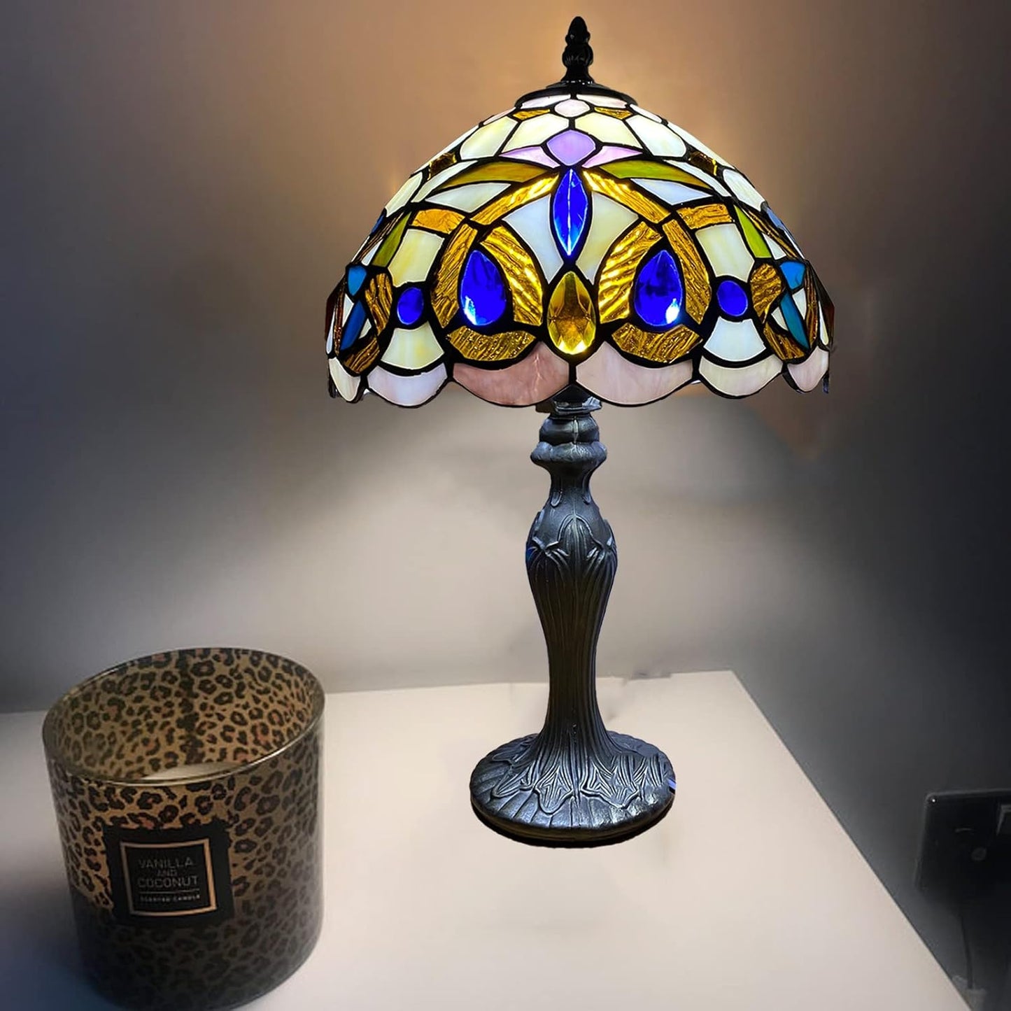 10 inch Tiffany Lamp Shades Antique Style Handcrafted Stained Glass Shades | 3-in-1 Multi-Purpose Shade for Table Lamps, Ceiling Lamps, Pendant Lamps (1004)
