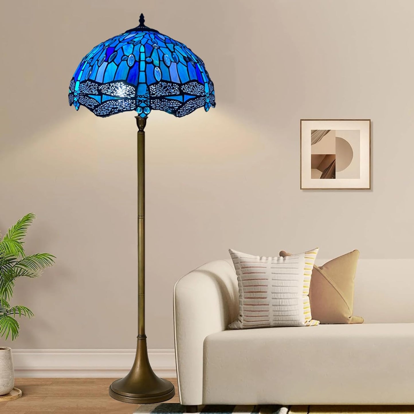 Tiffany Floor Lamps Stunning Quality Handcrafted 16 inch Stained Glass Lamp Shades Antique Design Floor Lamp for Living Room Bedroom Hallway Gallery (TFL-1607)
