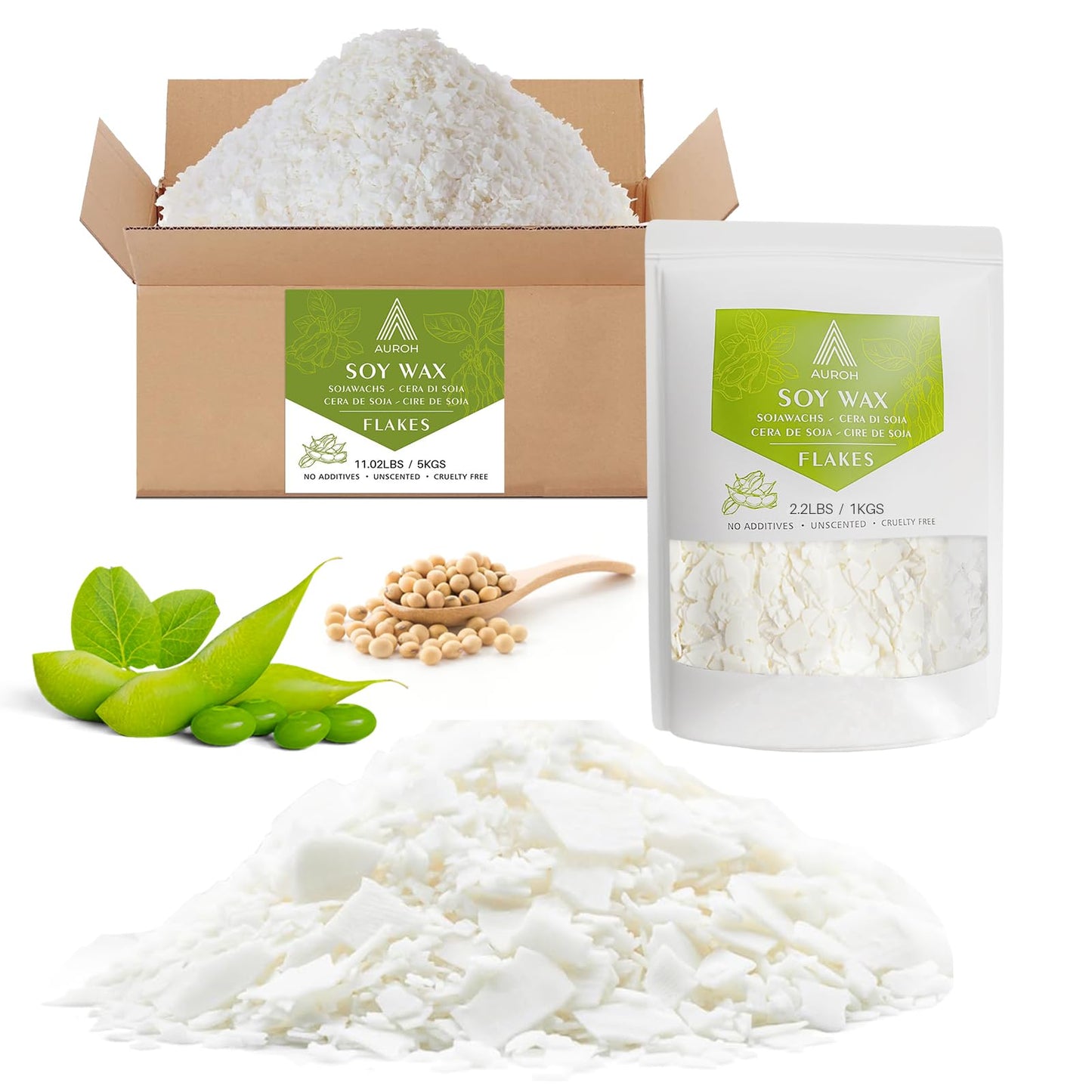 100% Pure Soy Wax 5KG Natural SOYA Container Wax Flakes for Candle Making, Wax Melts – Biodegradable, eco-Friendly Wax