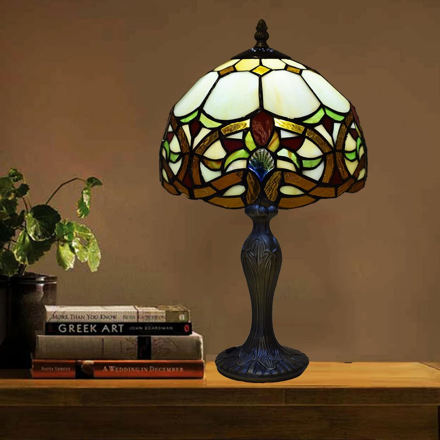 Auroh 10 inch Tiffany Lamp Shades Antique Style Handcrafted Stained Glass Shades | 3-in-1 Multi-Purpose Shade for Table Lamps, Ceiling Lamps, Pendant Lamps (1050)