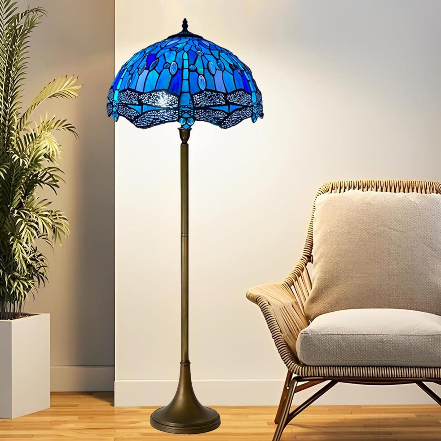 Tiffany Floor Lamps Stunning Quality Handcrafted 16 inch Stained Glass Lamp Shades Antique Design Floor Lamp for Living Room Bedroom Hallway Gallery (TFL-1607)