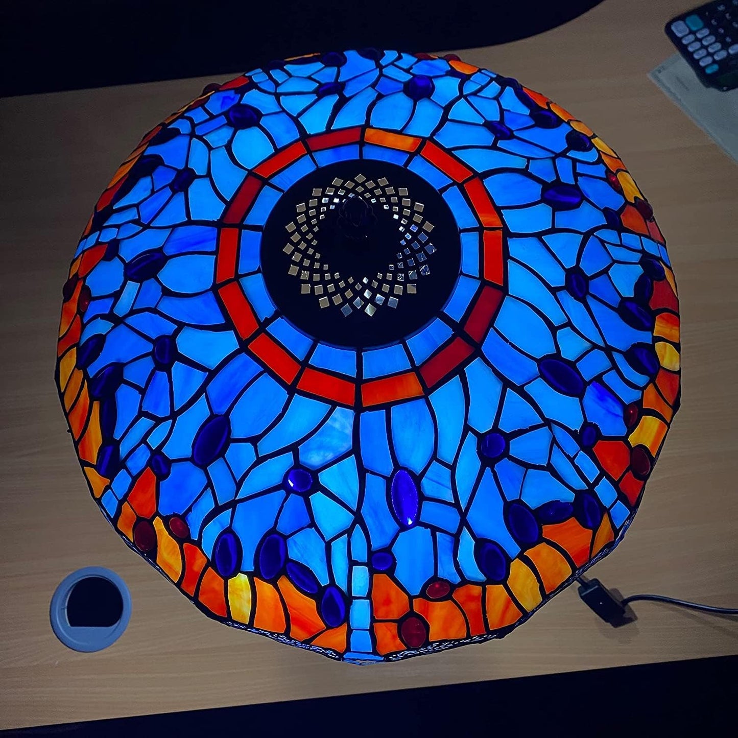 Tiffany Style Table Lamp Handcrafted 16 inch Stained Glass Lamp Shades Antique Design Stunning Quality Desk Lamp for Living Room Bedroom Bedside Lamps Coffee Table (TFTL-1602)