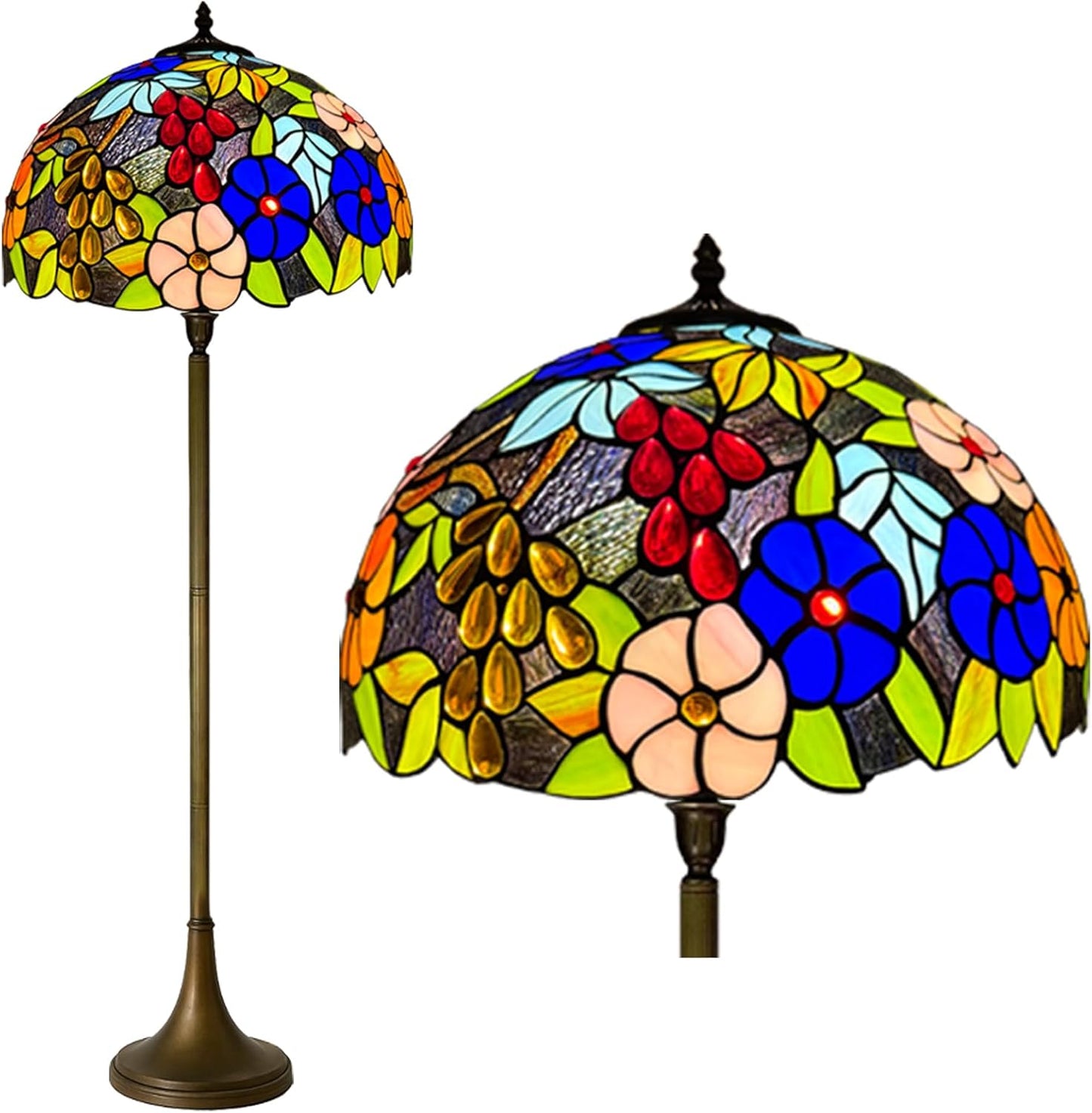 Tiffany Floor Lamps Stunning Quality Handcrafted 16 inch Stained Glass Lamp Shades Antique Design Floor Lamp for Living Room Bedroom Hallway Gallery (TFL-1609)