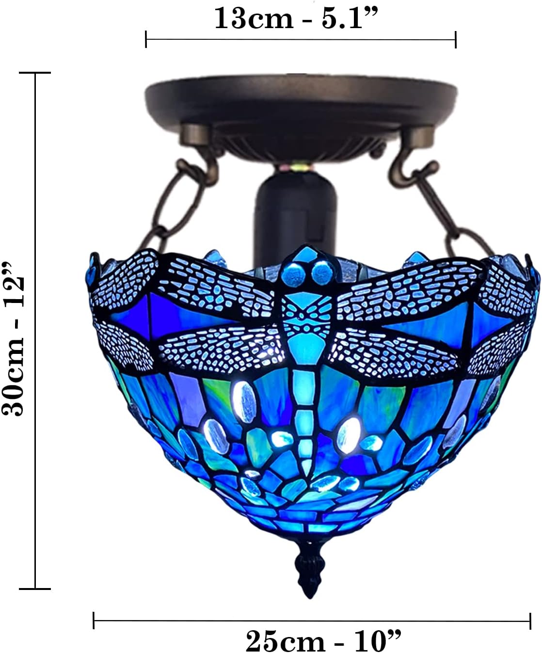 Tiffany Style Ceiling Lamps Stained Glass Handcrafted Lamp Shades Antique Design Ceiling Light for Living Room Bedroom Lounge Hallway (C-1007)