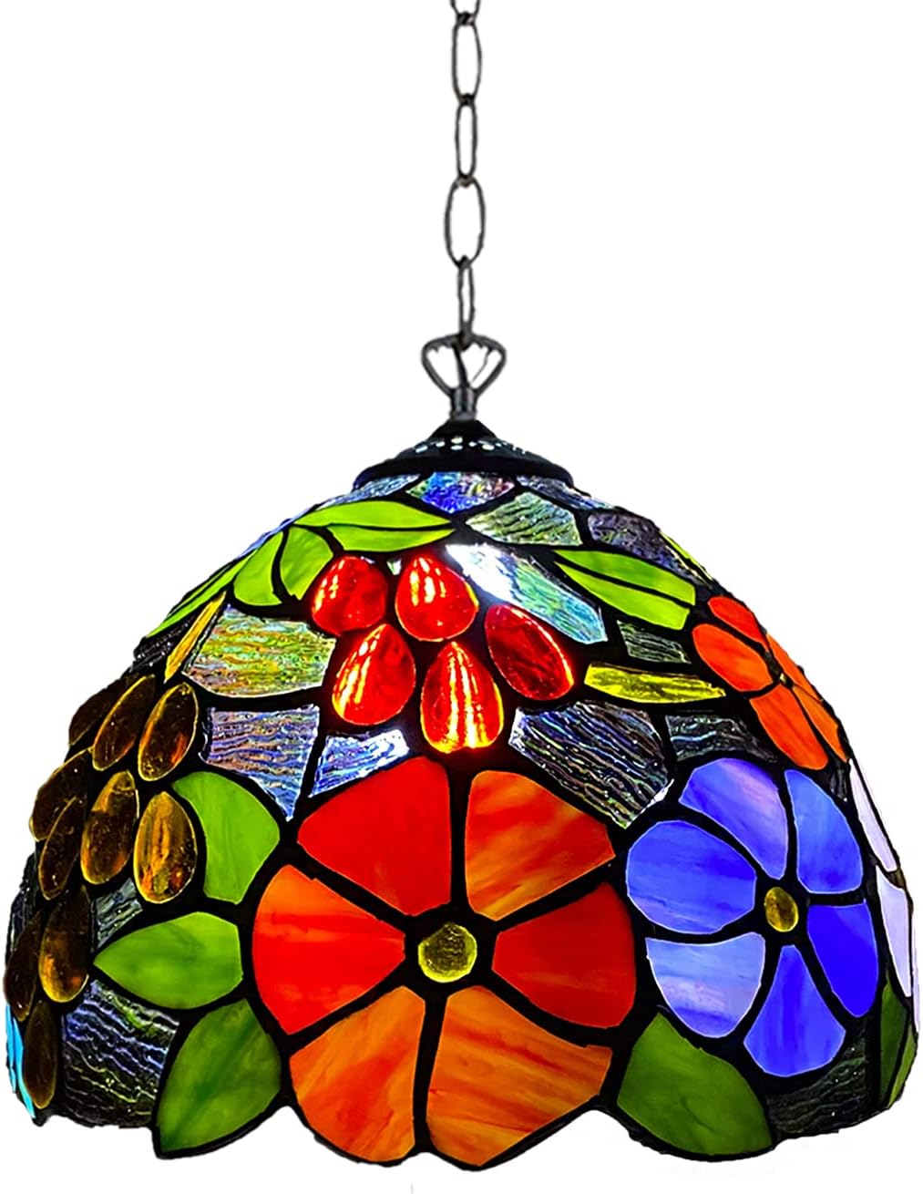 Tiffany Pendant Lamps Handcrafted Stained Glass Lamp Shades Stunning Quality Antique Design Pendant Light for Living Room Bedroom Lounge Hallway (P-1009)