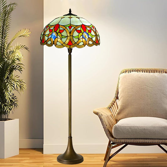 Tiffany Floor Lamps Stunning Quality Handcrafted 16 inch Stained Glass Lamp Shades Antique Design Floor Lamp for Living Room Bedroom Hallway Gallery (TFL-1650)