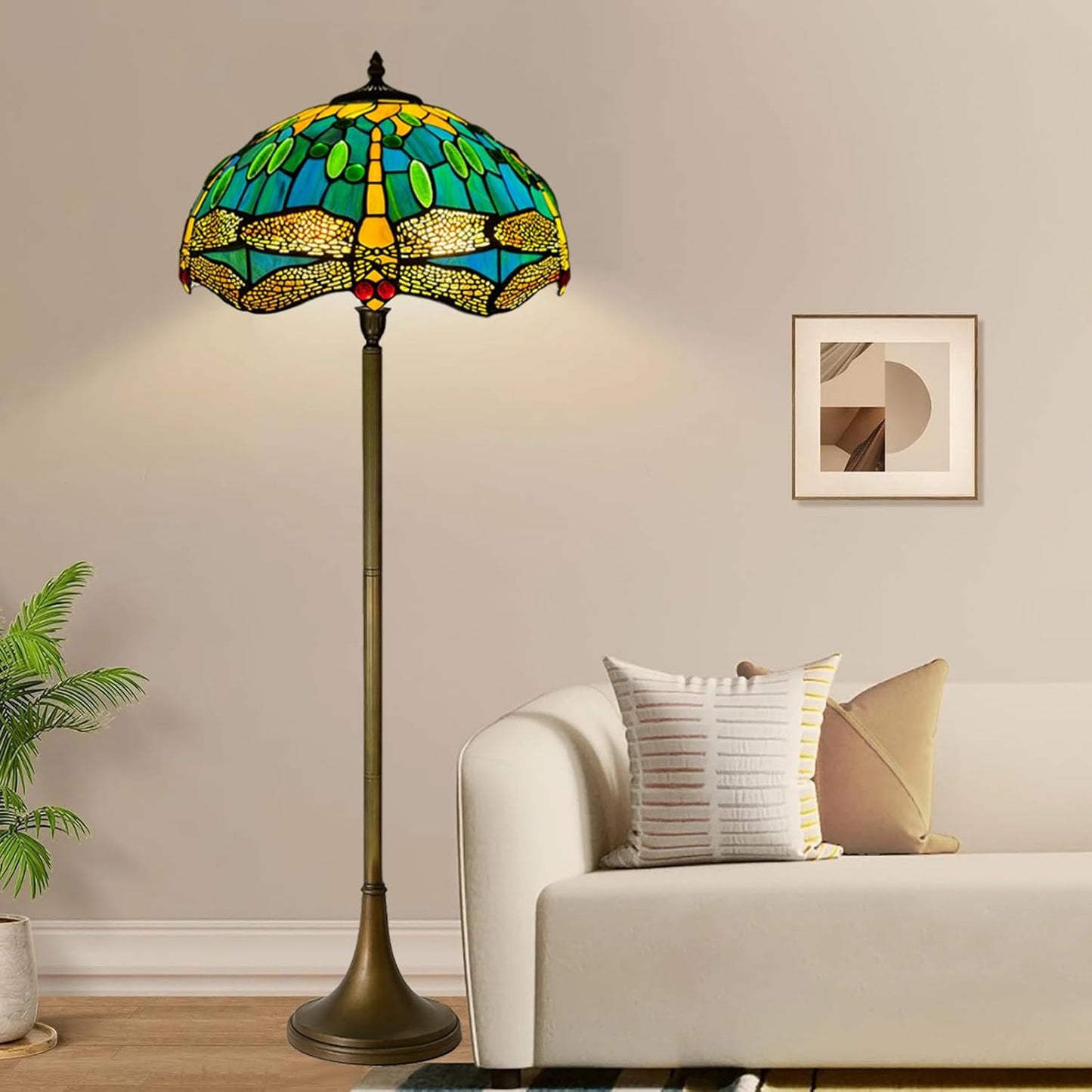 Tiffany Floor Lamps Stunning Quality Handcrafted 16 inch Stained Glass Lamp Shades Antique Design Floor Lamp for Living Room Bedroom Hallway Gallery (TFL-1615)