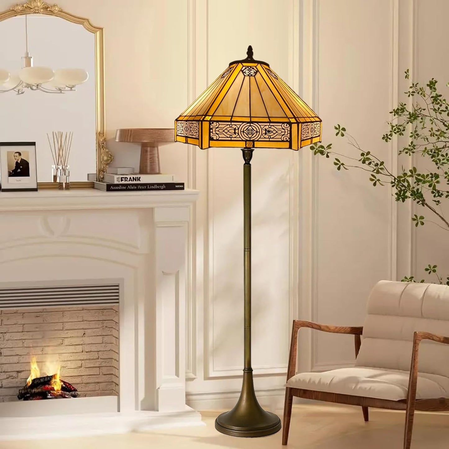 Tiffany Floor Lamps Stunning Quality Handcrafted 16 inch Stained Glass Lamp Shades Antique Design Floor Lamp for Living Room Bedroom Hallway Gallery (TFL-1605)