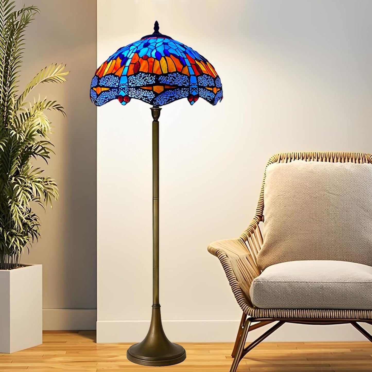 Tiffany Floor Lamps Stunning Quality Handcrafted 16 inch Stained Glass Lamp Shades Antique Design Floor Lamp for Living Room Bedroom Hallway Gallery (TFL-1602)