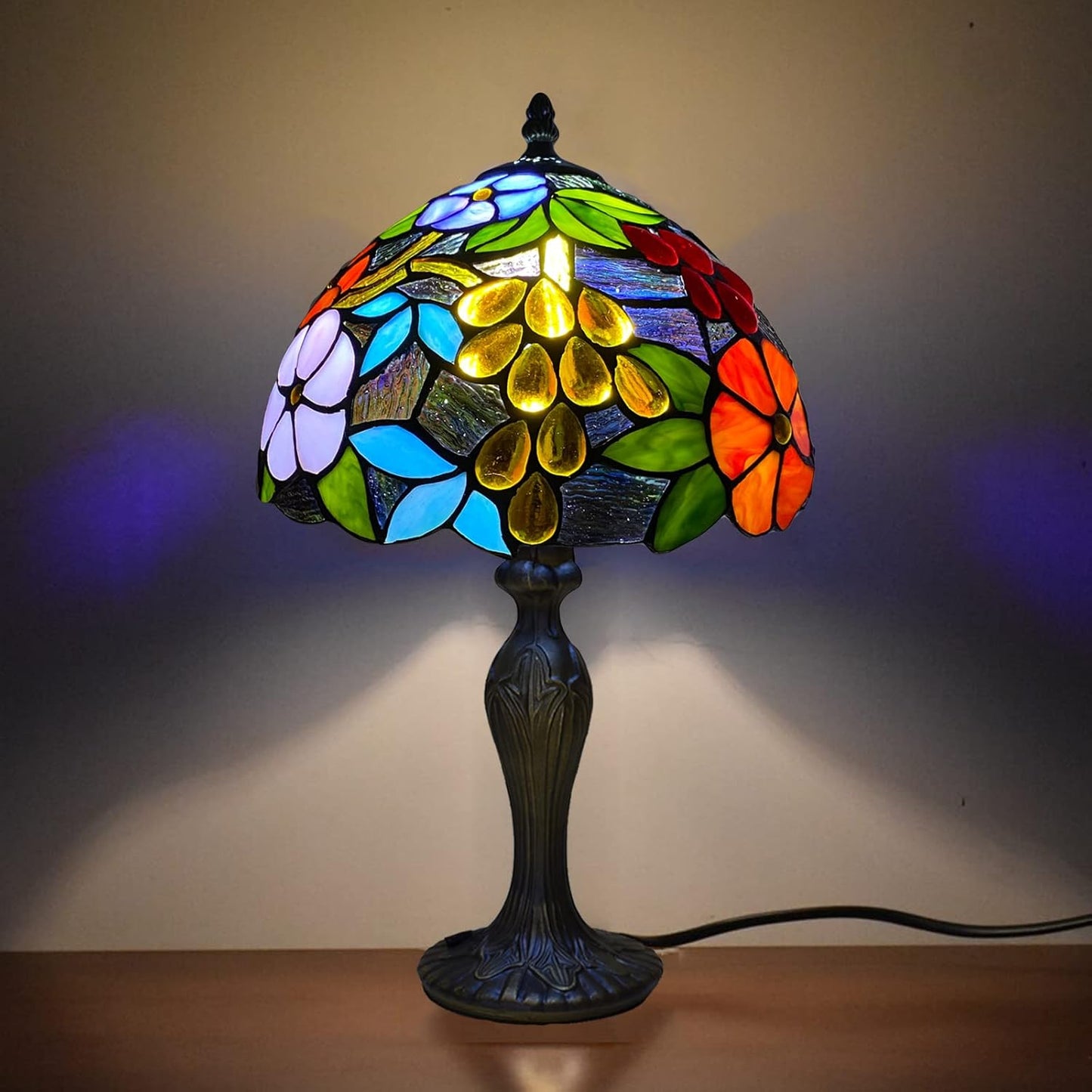 10 inch Tiffany Lamp Shades Antique Style Handcrafted Stained Glass Shades | 3-in-1 Multi-Purpose Shade for Table Lamps, Ceiling Lamps, Pendant Lamps (1009)