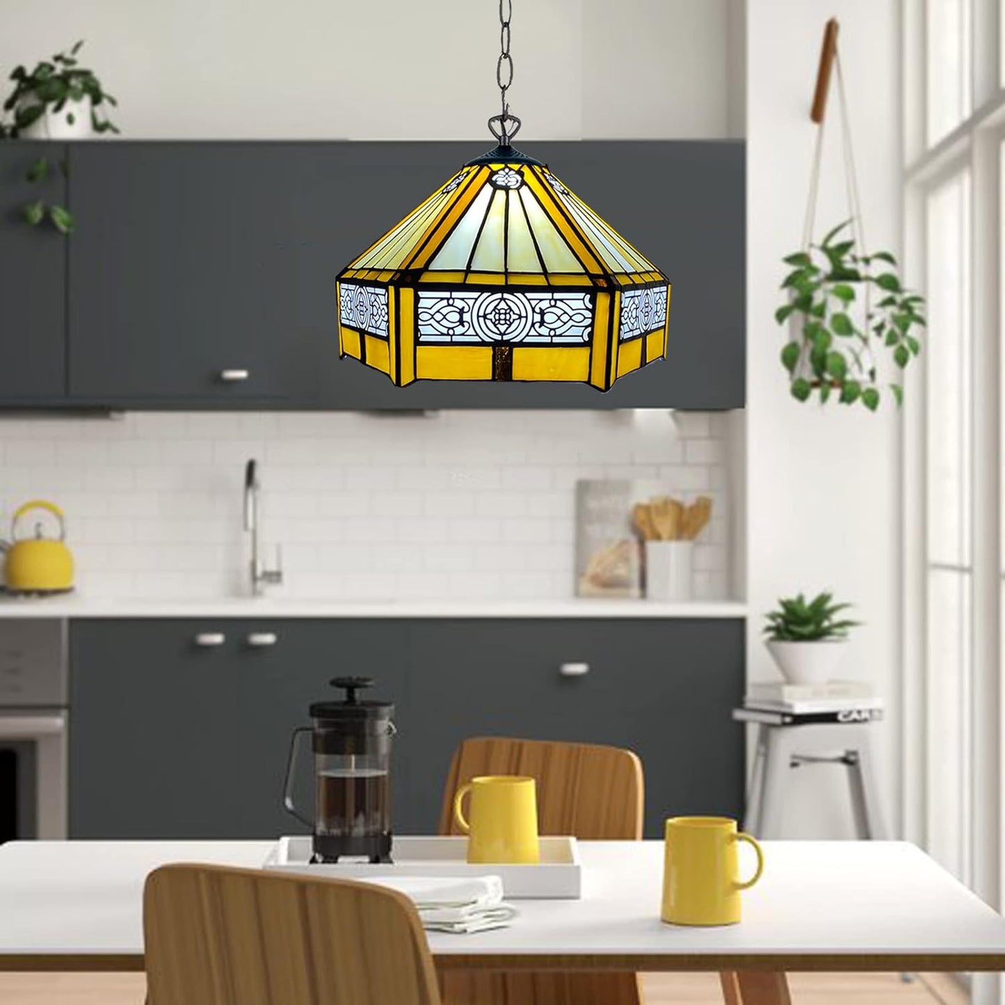 Tiffany Pendant Lamps Handcrafted Stained Glass Lamp Shades Stunning Quality Antique Design Pendant Light for Living Room Bedroom Lounge Hallway (P-1005)