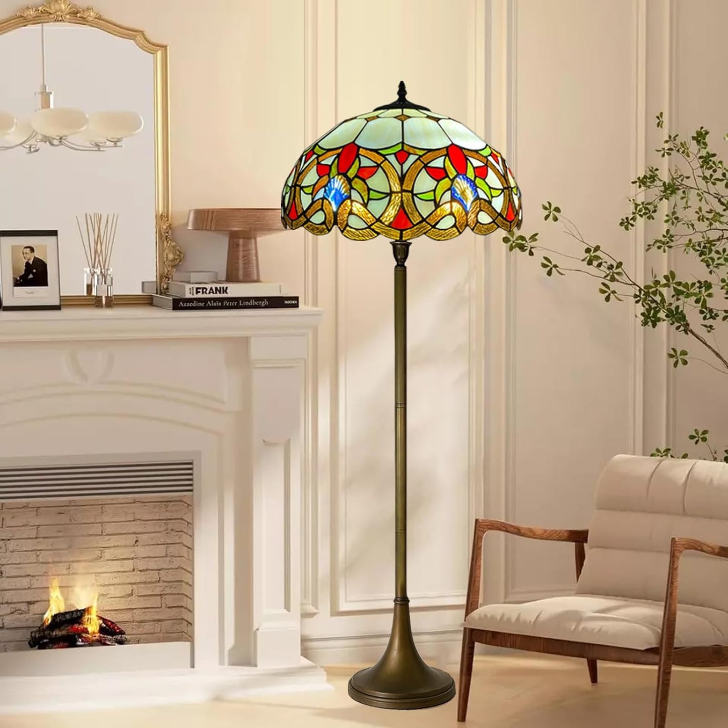 Tiffany Floor Lamps Stunning Quality Handcrafted 16 inch Stained Glass Lamp Shades Antique Design Floor Lamp for Living Room Bedroom Hallway Gallery (TFL-1650)