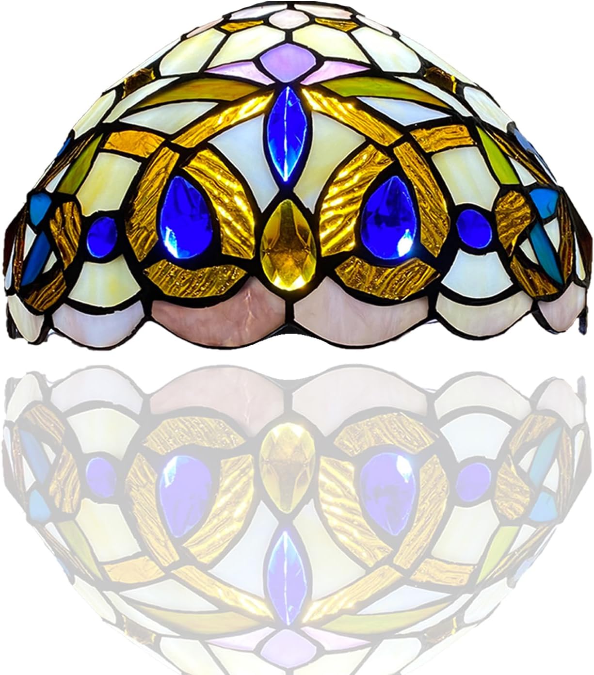 10 inch Tiffany Lamp Shades Antique Style Handcrafted Stained Glass Shades | 3-in-1 Multi-Purpose Shade for Table Lamps, Ceiling Lamps, Pendant Lamps (1004)