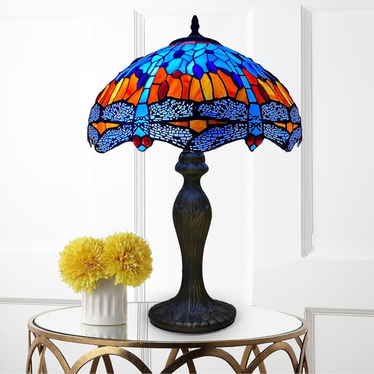Tiffany Style Table Lamp Handcrafted 16 inch Stained Glass Lamp Shades Antique Design Stunning Quality Desk Lamp for Living Room Bedroom Bedside Lamps Coffee Table (TFTL-1602)