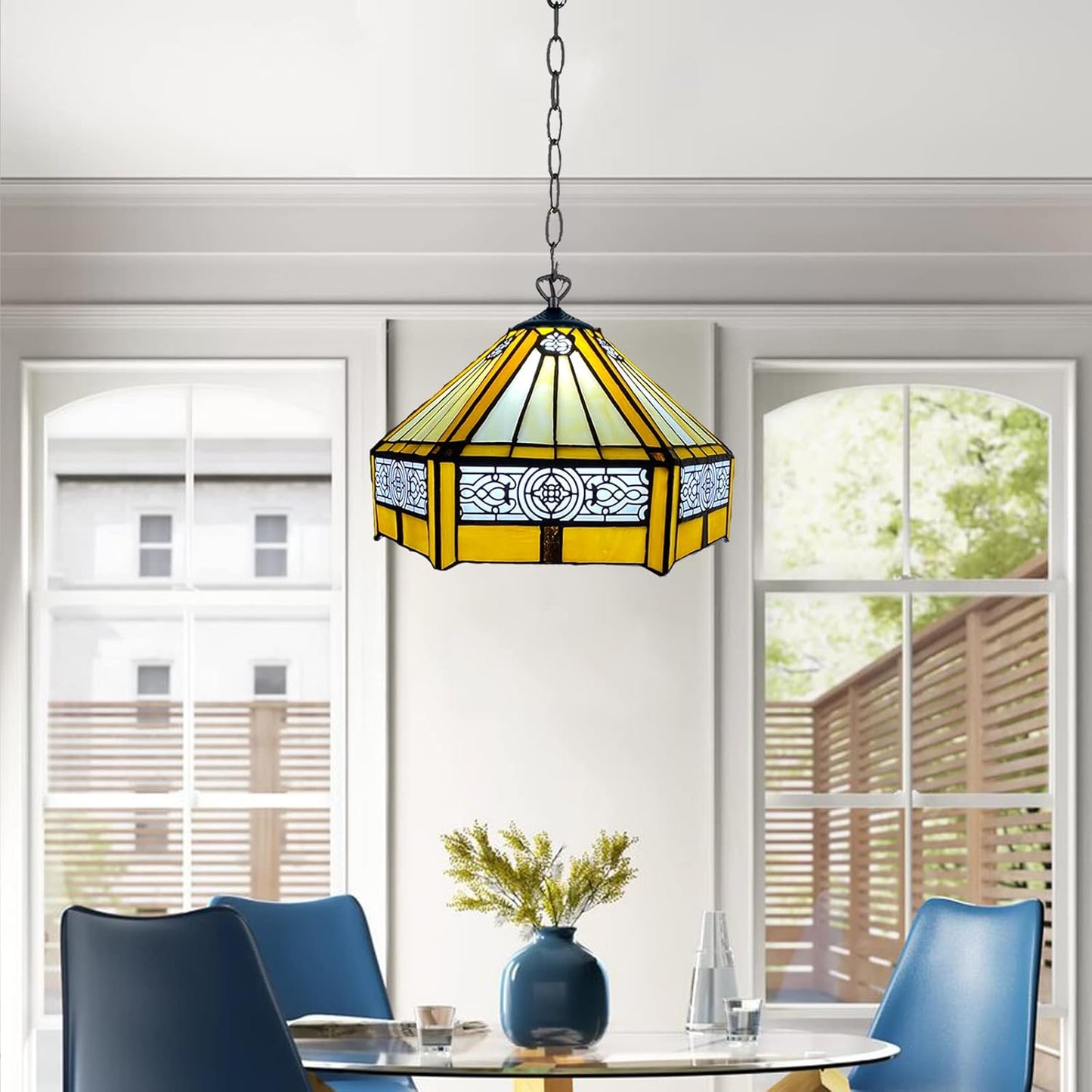 Tiffany Pendant Lamps Handcrafted Stained Glass Lamp Shades Stunning Quality Antique Design Pendant Light for Living Room Bedroom Lounge Hallway (P-1005)