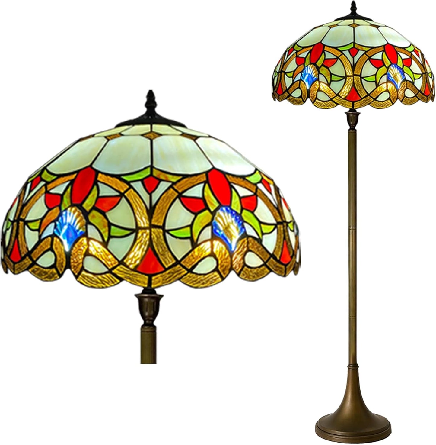 Tiffany Floor Lamps Stunning Quality Handcrafted 16 inch Stained Glass Lamp Shades Antique Design Floor Lamp for Living Room Bedroom Hallway Gallery (TFL-1650)
