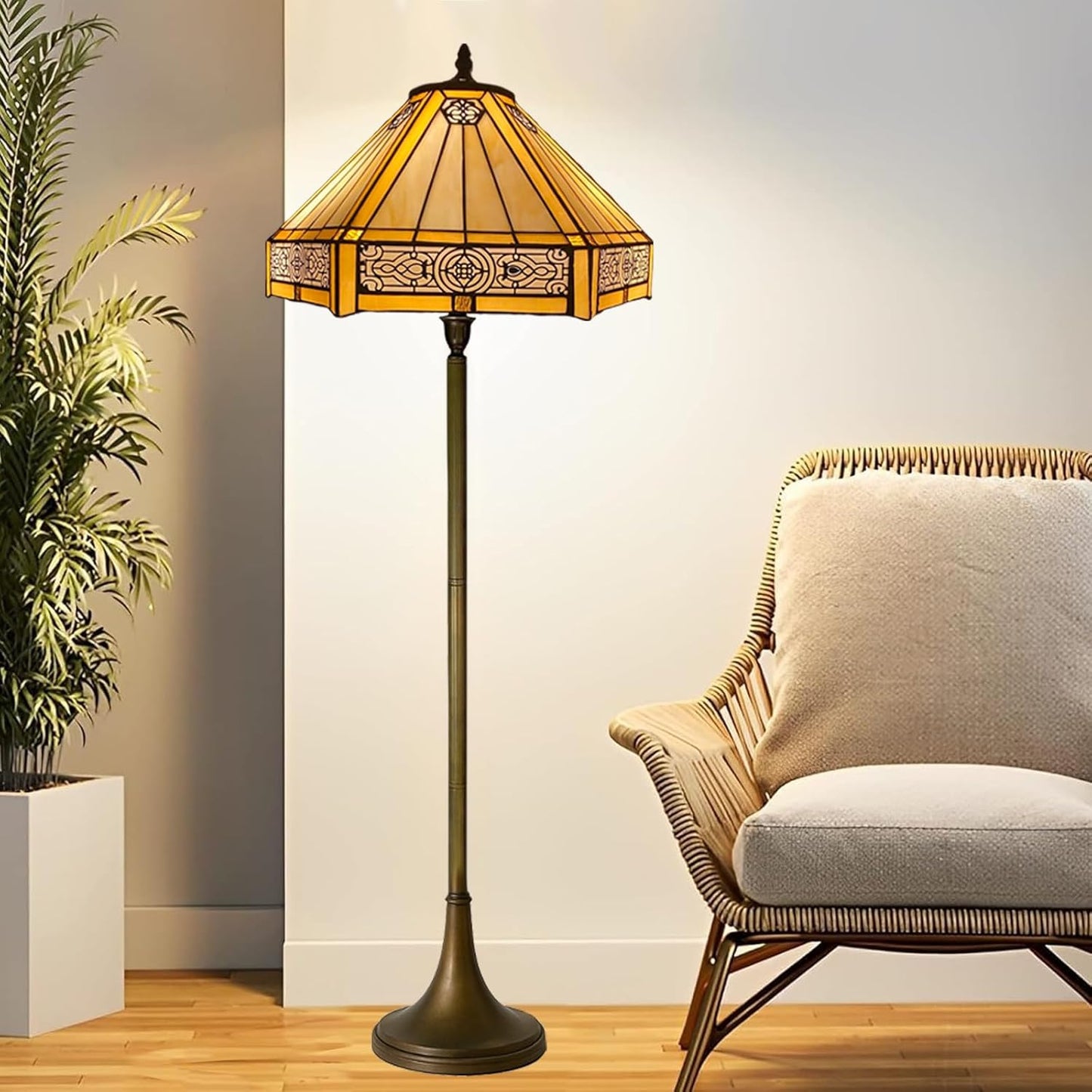 Tiffany Floor Lamps Stunning Quality Handcrafted 16 inch Stained Glass Lamp Shades Antique Design Floor Lamp for Living Room Bedroom Hallway Gallery (TFL-1605)