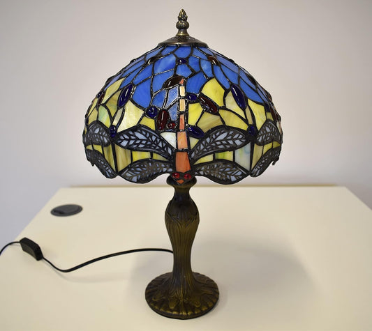 Auroh Tiffany Lights Table Lamps Handcrafted Stained Glass Lampshade Stunning Quality Antique Dragonfly Design Table Lamps for Living Room Bedside Desk Bedroom Coffee Table (TFTL-1003)