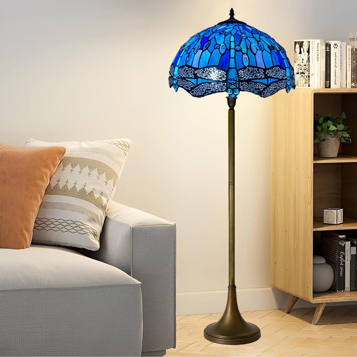 Tiffany Floor Lamps Stunning Quality Handcrafted 16 inch Stained Glass Lamp Shades Antique Design Floor Lamp for Living Room Bedroom Hallway Gallery (TFL-1607)