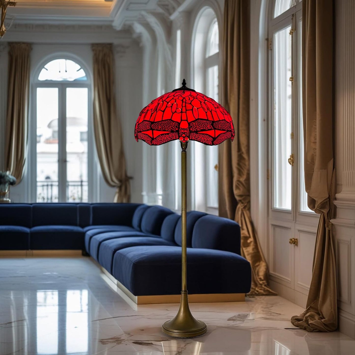 Tiffany Floor Lamps Stunning Quality Handcrafted 16 inch Stained Glass Lamp Shades Antique Design Floor Lamp for Living Room Bedroom Hallway Gallery (TFL-1606)