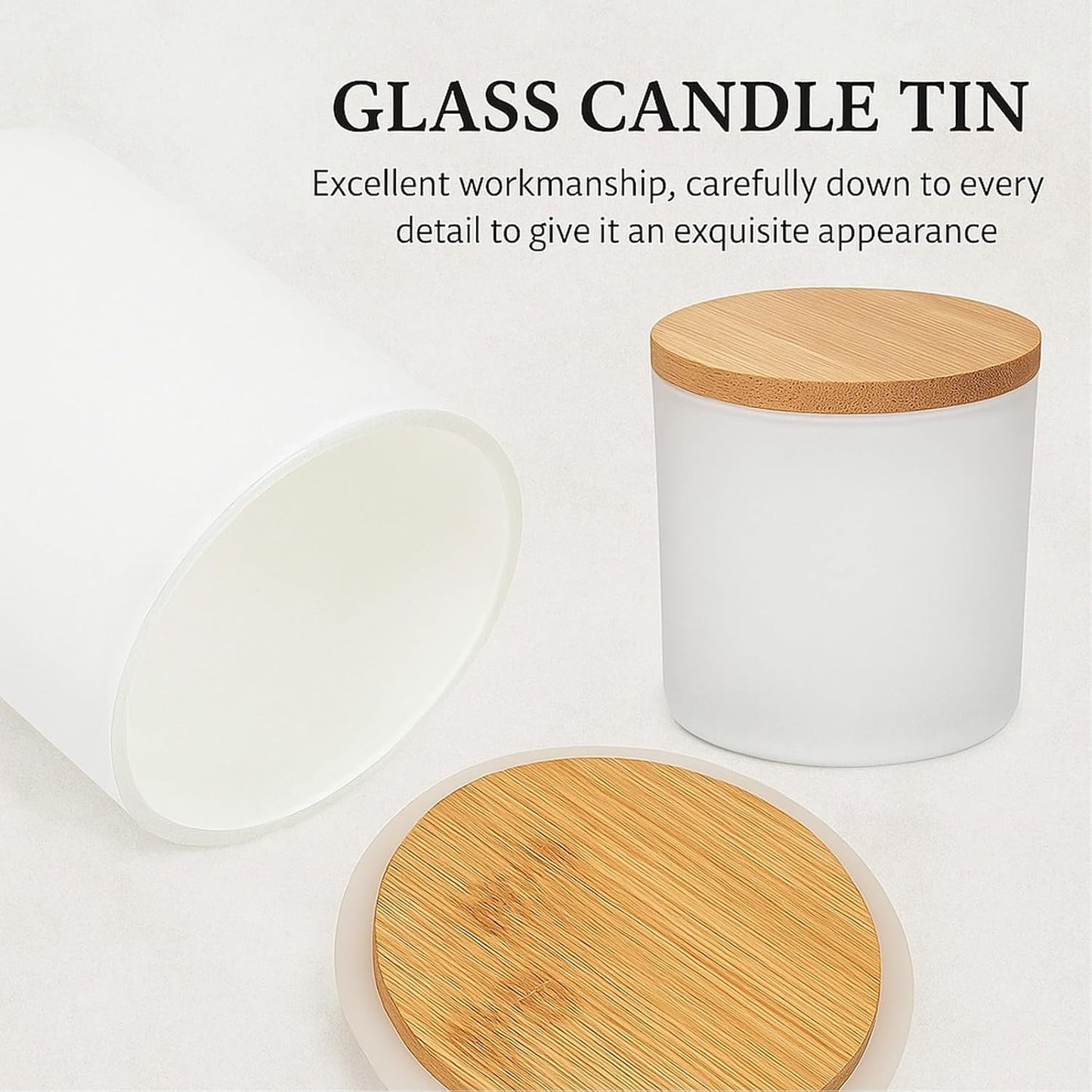 15 Pack Glass Candle Jars with Bamboo Lids - 7 OZ Frosted Candle Containers for Candle making - Ideal candle making supplies for professionals as well as hobbyists