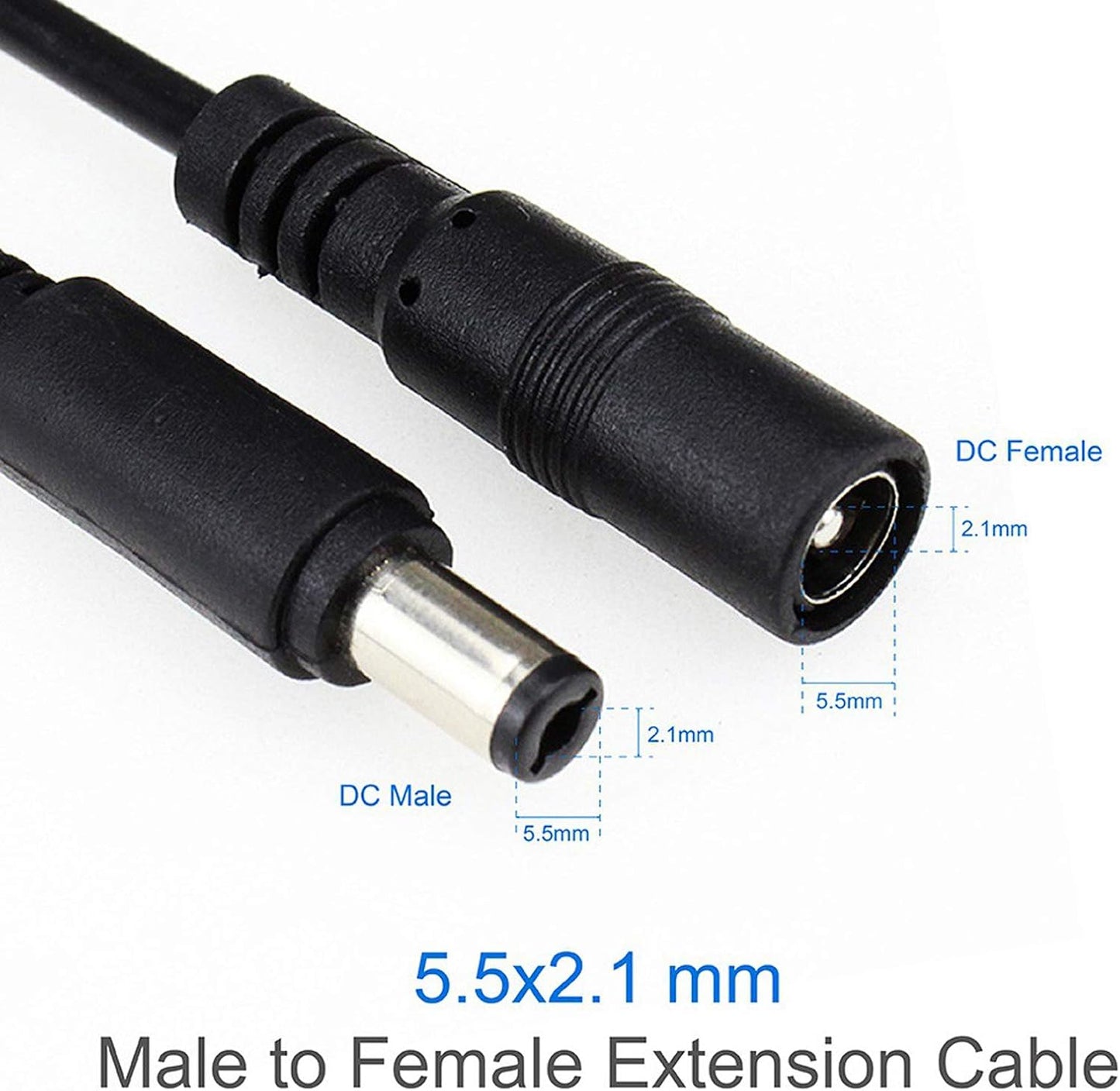 Auroh 5 Meter CCTV 2.1 x 5.5mm DC 12V Power Extension Cable Black Male to Female, Power Supply Adapter Extender Cord for CCTV Security Cameras, DVRs, LED Strips, Routers