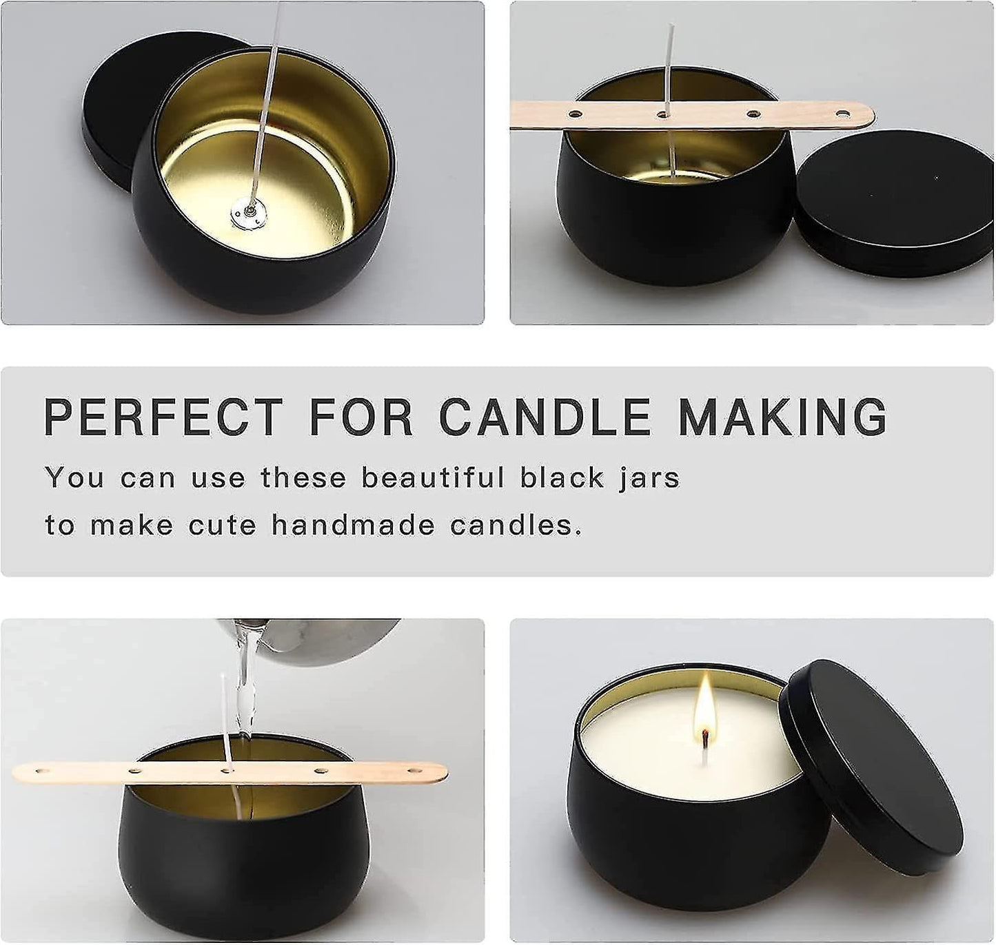 Auroh 24 Pack Candle Tins Black - 4 OZ Candle Jars for Candle Making - Ideal Candle Making Jars for Professionals as Well as hobbyists