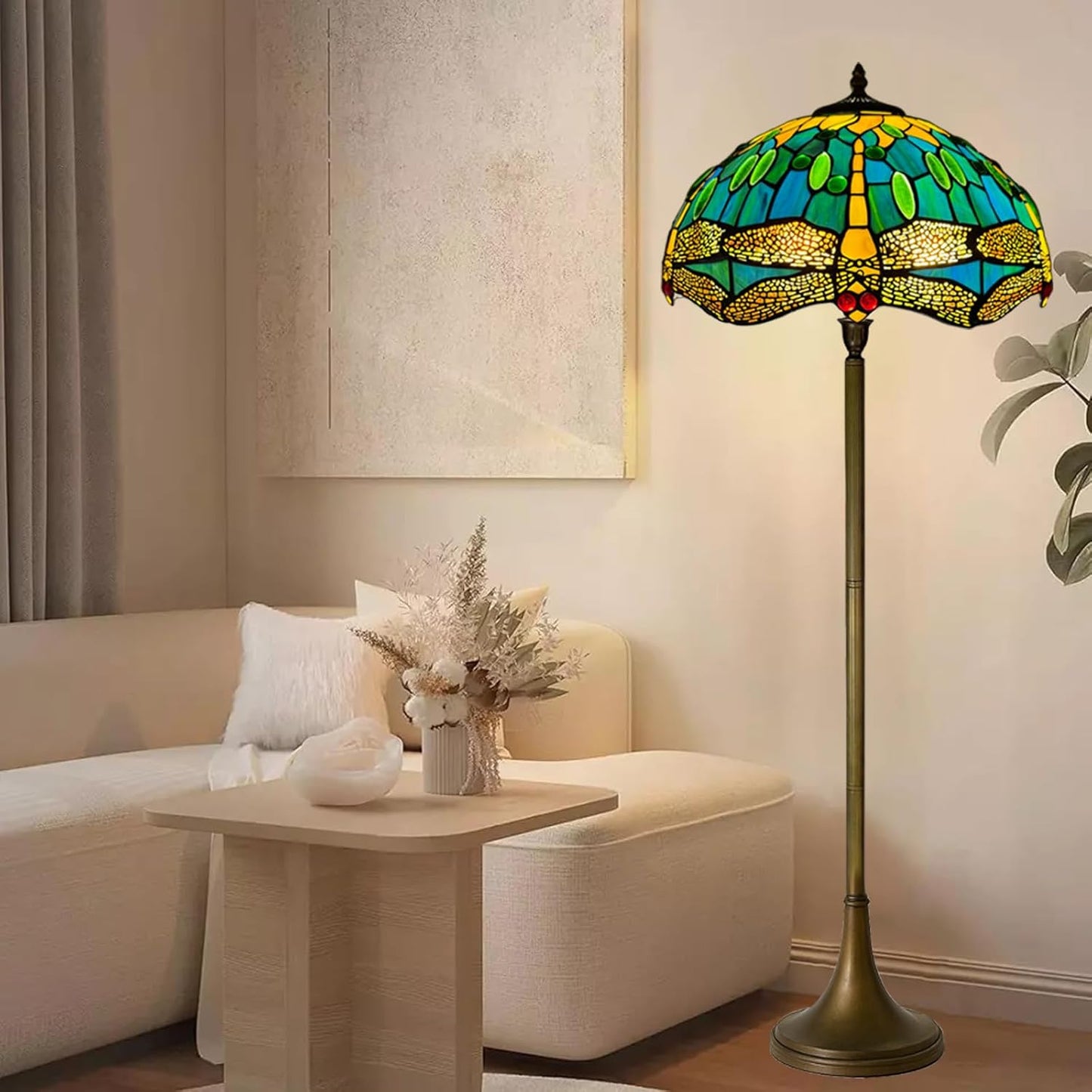 Tiffany Floor Lamps Stunning Quality Handcrafted 16 inch Stained Glass Lamp Shades Antique Design Floor Lamp for Living Room Bedroom Hallway Gallery (TFL-1615)