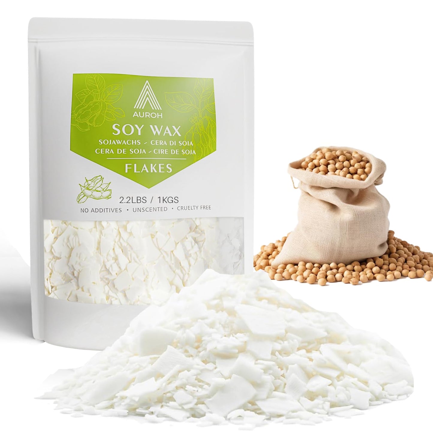 100% Pure Soy Wax 5KG Natural SOYA Container Wax Flakes for Candle Making, Wax Melts – Biodegradable, eco-Friendly Wax