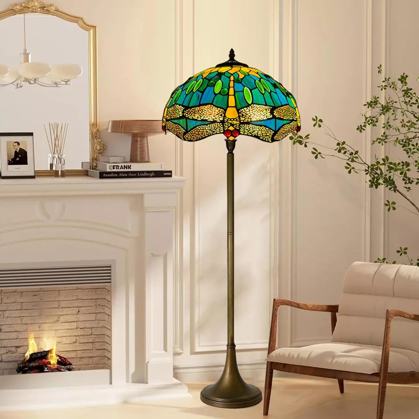 Tiffany Floor Lamps Stunning Quality Handcrafted 16 inch Stained Glass Lamp Shades Antique Design Floor Lamp for Living Room Bedroom Hallway Gallery (TFL-1615)