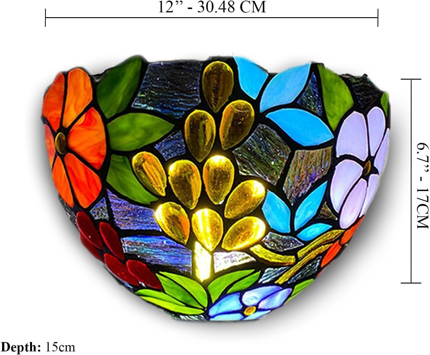 Tiffany Wall Lamp 12 inch Handcrafted Stained Glass Lamp Shades Antique Design for Living Room Lounge Hallway