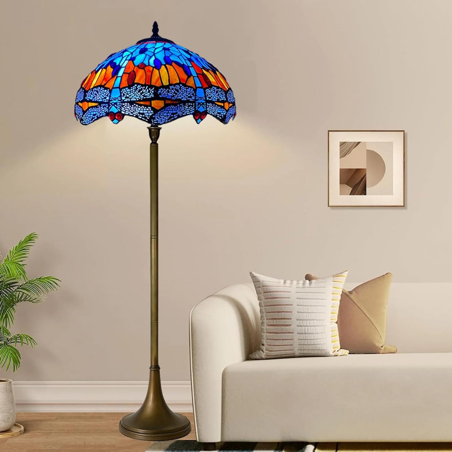 Tiffany Floor Lamps Stunning Quality Handcrafted 16 inch Stained Glass Lamp Shades Antique Design Floor Lamp for Living Room Bedroom Hallway Gallery (TFL-1602)