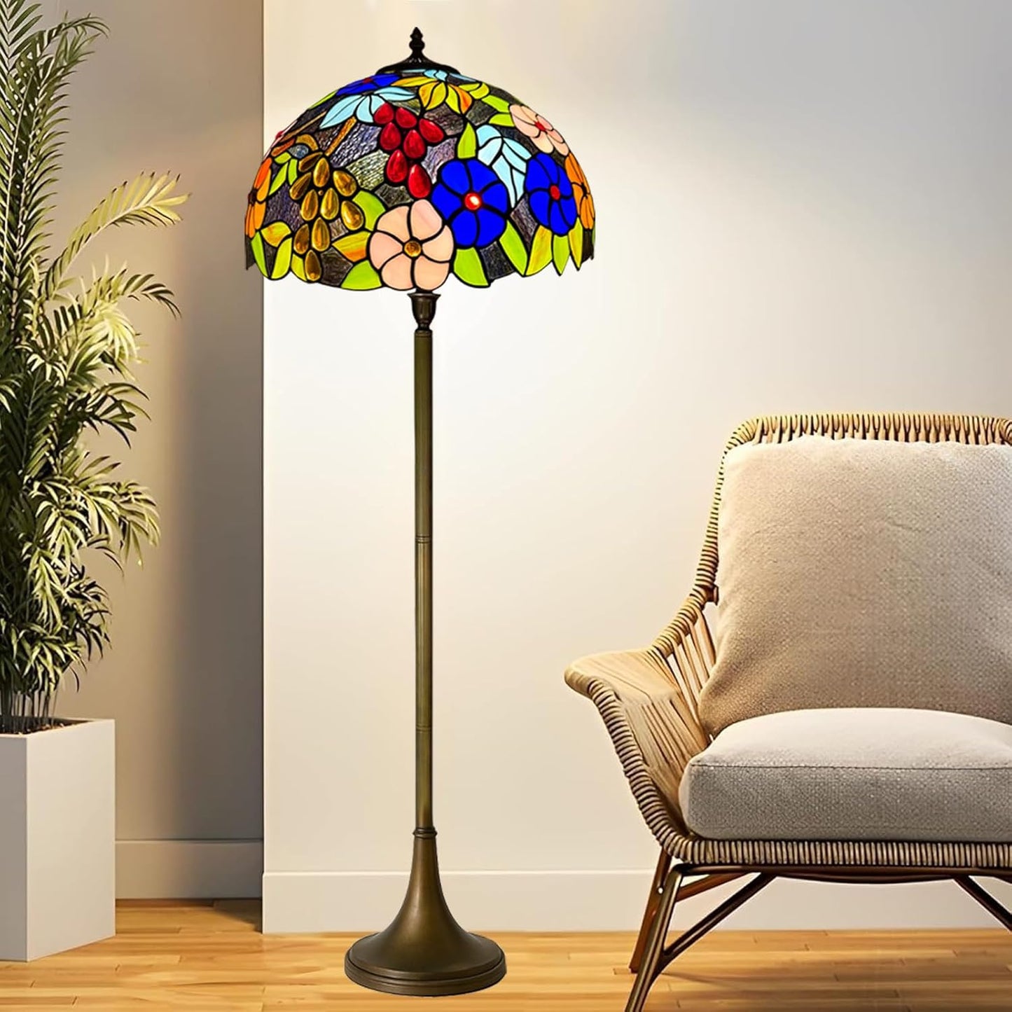 Tiffany Floor Lamps Stunning Quality Handcrafted 16 inch Stained Glass Lamp Shades Antique Design Floor Lamp for Living Room Bedroom Hallway Gallery (TFL-1609)