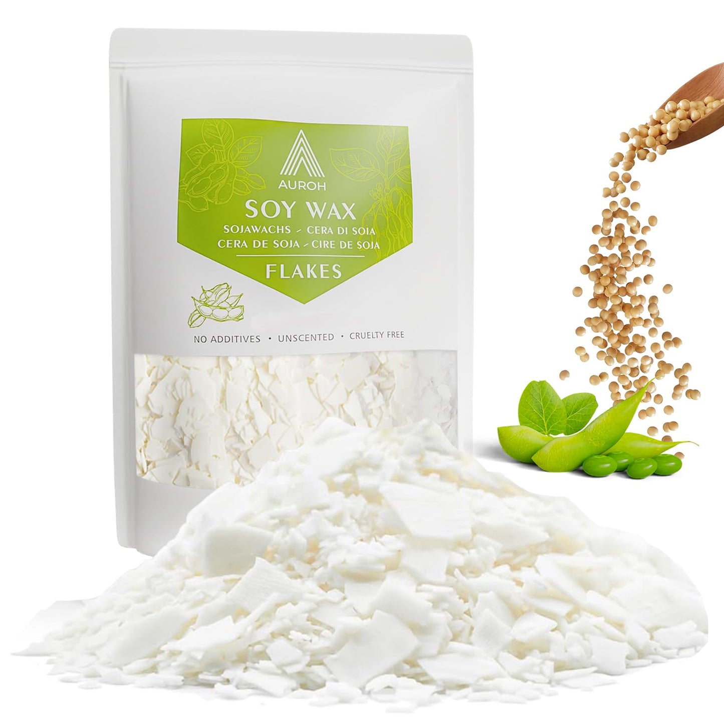 100% Pure Soy Wax 5KG Natural SOYA Container Wax Flakes for Candle Making, Wax Melts – Biodegradable, eco-Friendly Wax