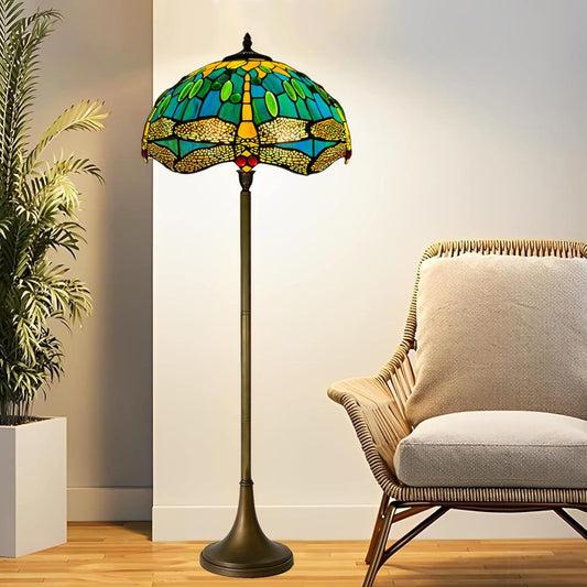 Tiffany Floor Lamps Stunning Quality Handcrafted 16 inch Stained Glass Lamp Shades Antique Design Floor Lamp for Living Room Bedroom Hallway Gallery (TFL-1615)