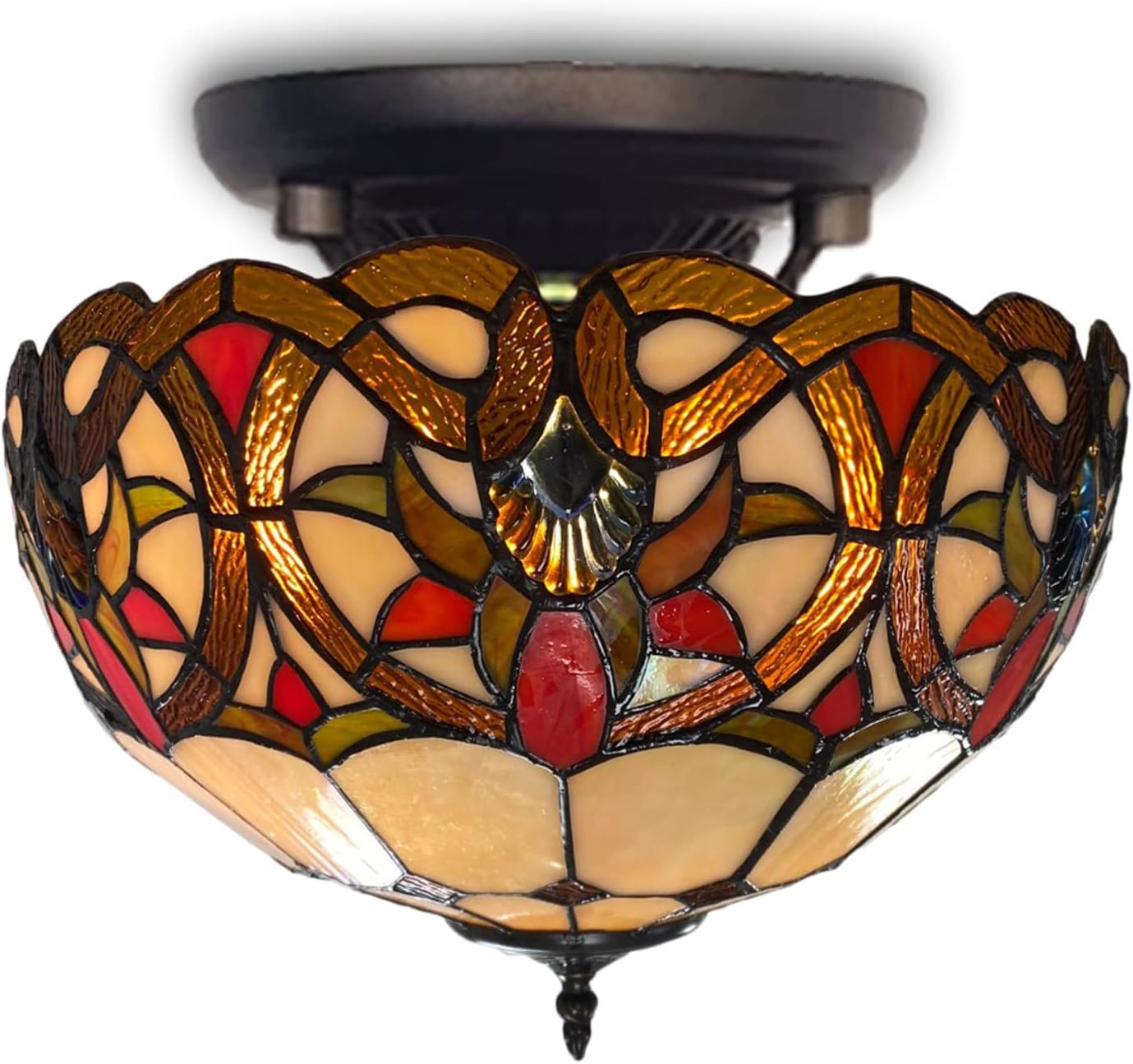 Auroh Tiffany Ceiling Lamps 16 inch Stained Glass Handcrafted Lamp Shades Antique Design Stunning Quality Ceiling Lamp for Living Room Bedroom Lounge (C-1650)