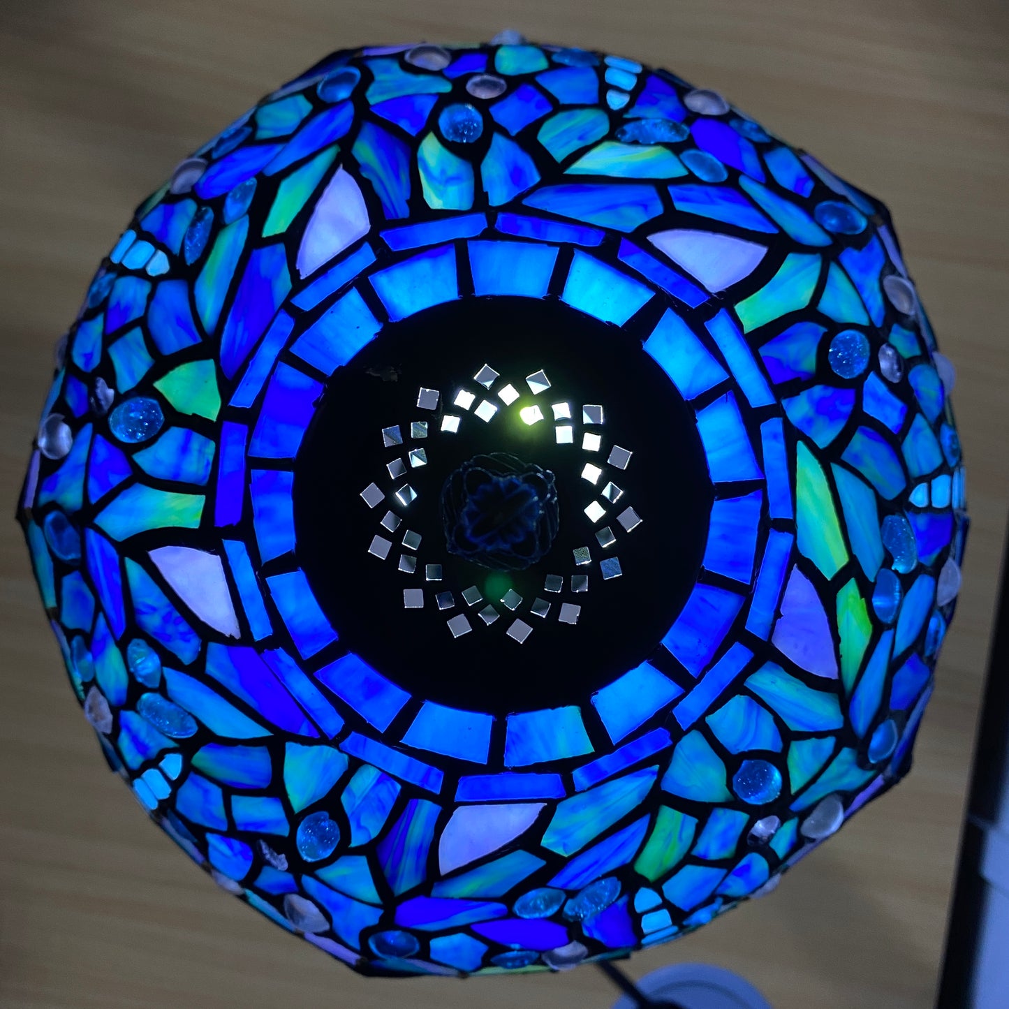 Auroh Tiffany Pendant Light 10 Inch – P-1007 Deep Sapphire Blue Dragonfly Handcrafted Stained Glass, Hallway or Bedroom, UK