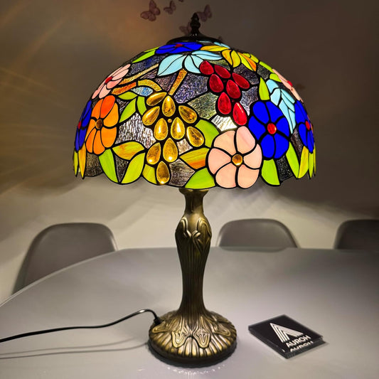 Tiffany Table Lamp Handcrafted 16 inch Stained Glass Lamp Shades Antique Design Stunning Quality Desk Lamp for Living Room Bedroom Bedside Lamps Coffee Table (TFTL-1609)