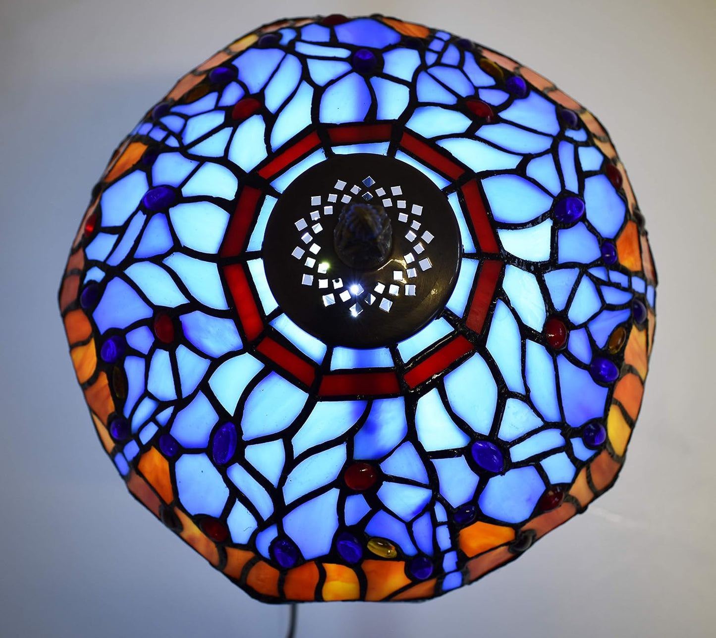 Tiffany Lamps Antique Dragonfly Design Handcrafted Stained Glass Lampshade Stunning Quality Base Table Lamps for Living Room Bedside Desk Bedroom Coffee Table (TFTL-1002)