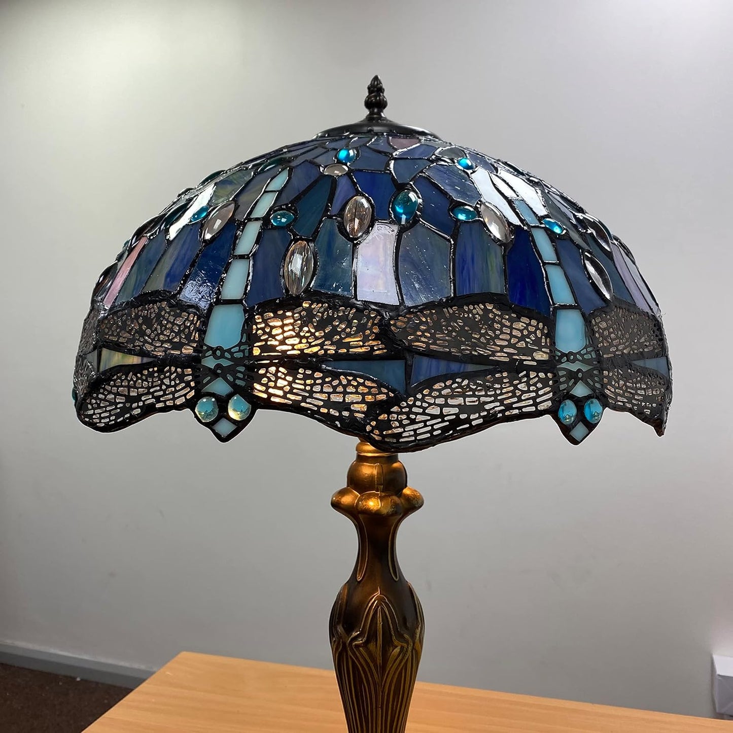 Tiffany Style Table Lamp Handcrafted 16 inch Stained Glass Lamp Shades Antique Design Stunning Quality Desk Lamp for Living Room Bedroom Bedside Lamps Coffee Table (TFTL-1607)