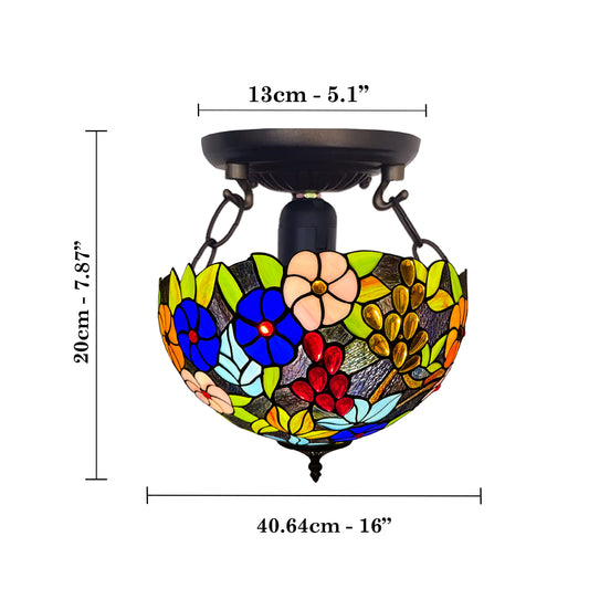 Tiffany Ceiling Lamps 16 inch Stained Glass Handcrafted Lamp Shades Antique Design Stunning Quality Ceiling Lamp for Living Room Bedroom Lounge