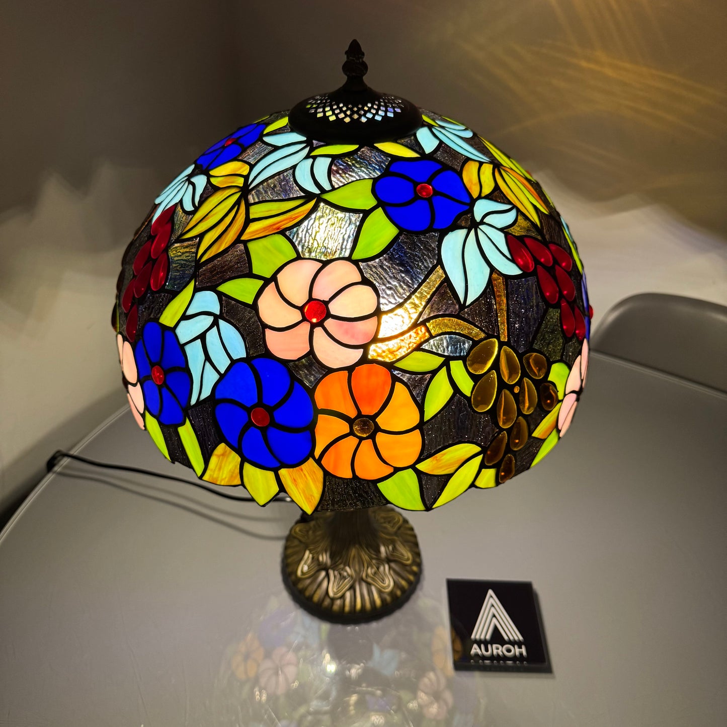 16 inch Tiffany Style Lamp Shades Antique Handcrafted Stained Glass Shades | 3-in-1 Multi-Purpose Shade for Table Lamps, Ceiling Lamps, Pendant Lamps