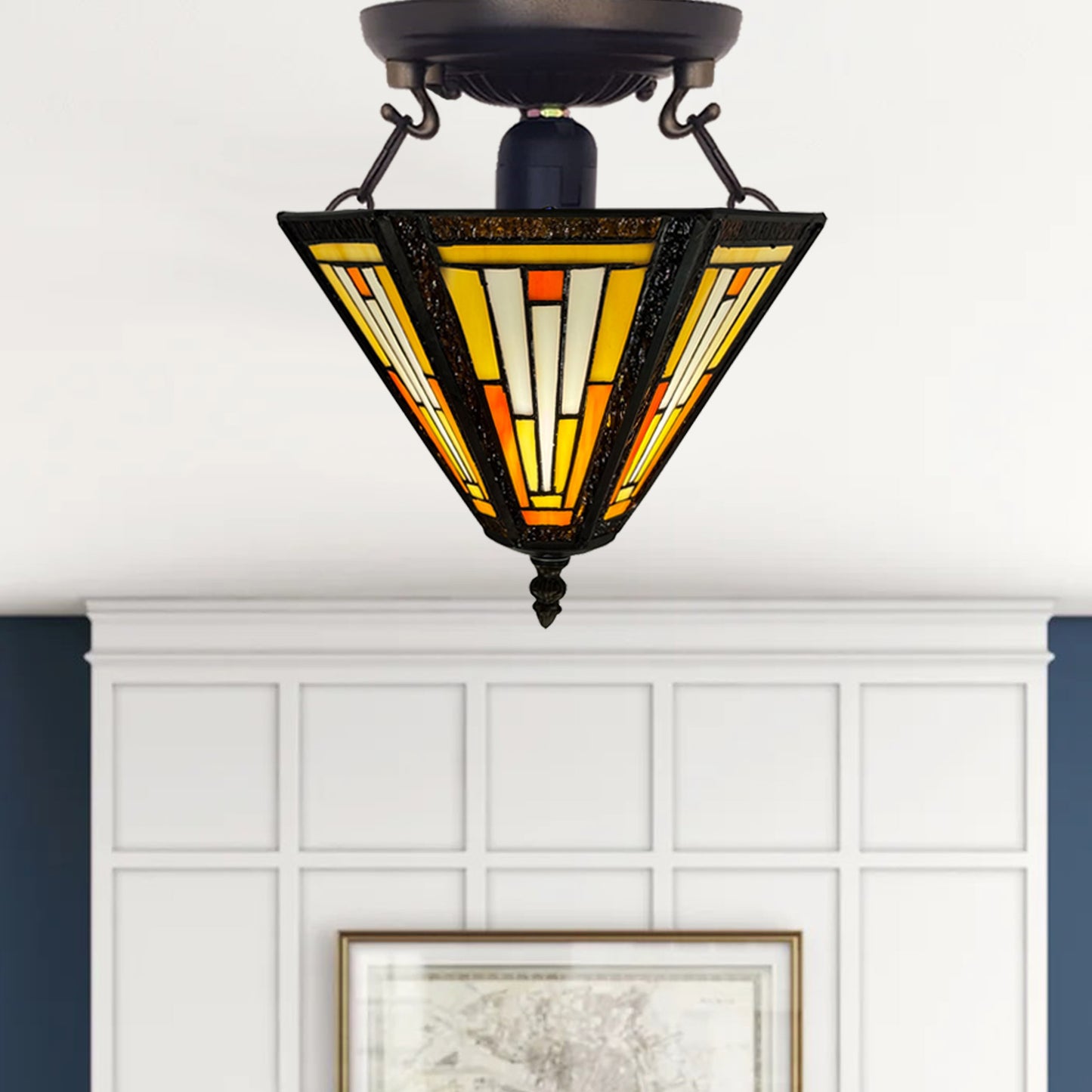 Auroh Tiffany Ceiling Light 10 Inch – C-1051 Handcrafted Stained Glass, for Bedroom or Hallway, UK