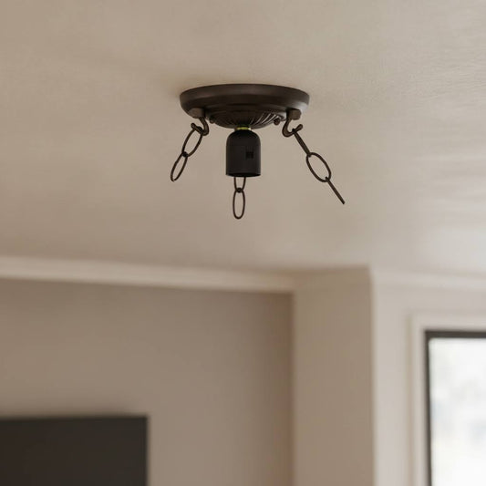 Ceiling Light Fitting with E27 Bulb Holder – Fits 10 Inch Tiffany Style Lampshades, Flush Ceiling Fixing