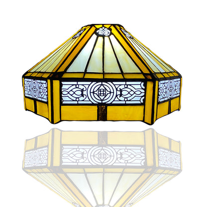 Auroh Tiffany lamp shade 10 inch SH10-1005 yellow amber Mission-style geometric stained glass 3-in-1 fitting