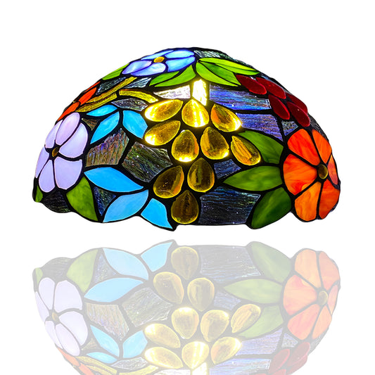 Auroh Tiffany lamp shade 10 inch SH10-1009 vibrant multicolour garden floral stained glass 3-in-1 fitting